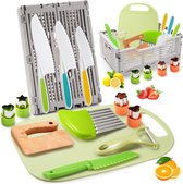 Bol.com 13-delige kindermessenset - kindermessen voor kinderkeuken vanaf 1-6 jaar - met opvouwbare opbergdoos en golfsnijder - M... aanbieding