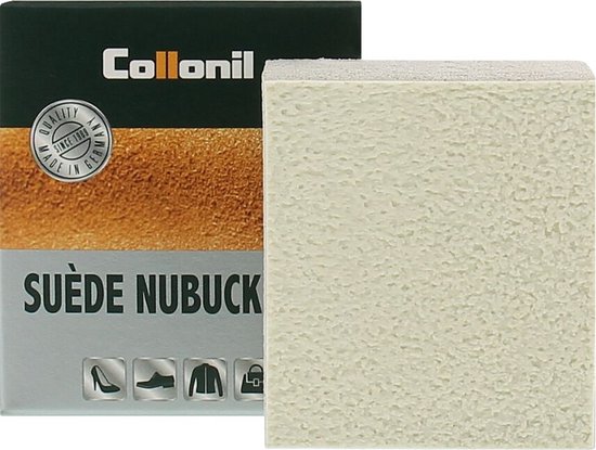 Collonil Suèede Nubuck Box verpakking met een licht beige reinigingsblok.