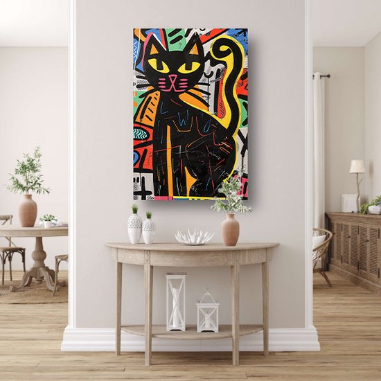 Kat schilderij - Dier schilderijen - Schilderij Patronen - Wanddecoratie industrieel - Acrylglas - Decoratie kamer acrylglas 40x60 cm