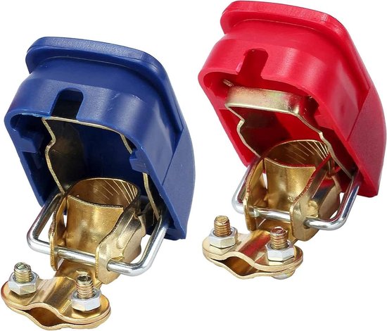 2 stuks snelklemmen voor autobatterijen - 12V/24V - accupoolklemmen - Universeel - caravan camper boot - terminalpaar - accuklemmen - connectoren
