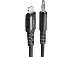 AceFast Lightning naar Aux geschikt voor iPhone - Lightning naar Aux Kabel - Koptelefoon Adapter - 1.2 Meter - Zwart