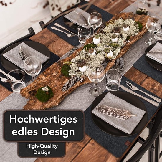 smøla 12-delige premium vilt tafelset incl. onderzetters I plaatsmat afwasbaar grijs I plaatsmat afveegbaar, placemat set met vilt onderzetter voor borden, glazen I tafeldecoratie winter, edelgrijs