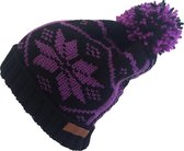 Poederbaas Grandma Collection Muts Wintermuts - Zwart/Paars