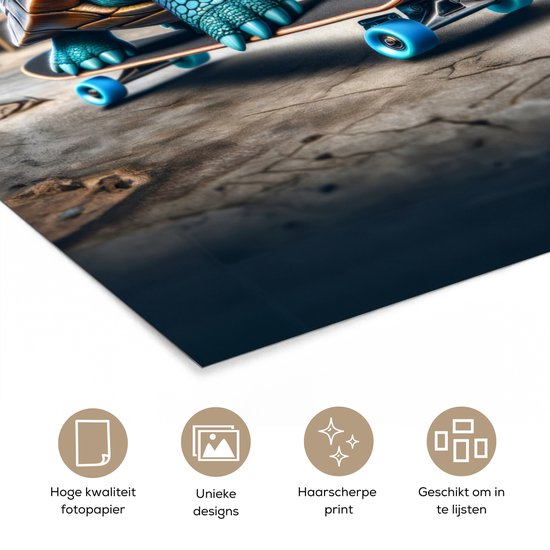Poster 60x90 cm - Tortue - Graffiti - Skateboard - Garçons - Posters - Décoration murale chambre ado - Décoration chambre ados - Accessoires chambre ados