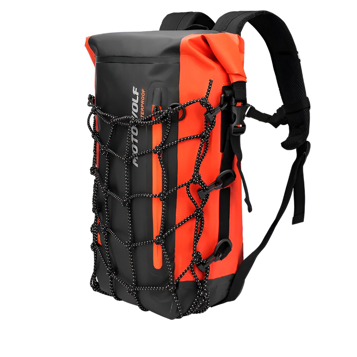 CarryQuest® - Motor Rugzak - Multifunctionele Waterdichte Motorfiets Rugzak - Reflecterend Helmnet - 30-Liter - 500D Oxford Stof - 54x36x2 cm - Oranje