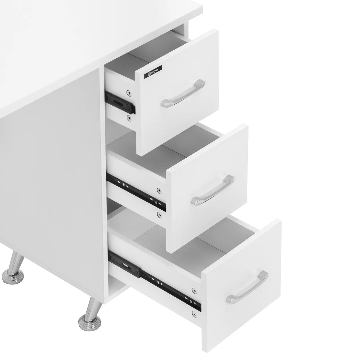 Nageltafel - met zuignap - wit/zilver - 3 lades - handsteun - physa