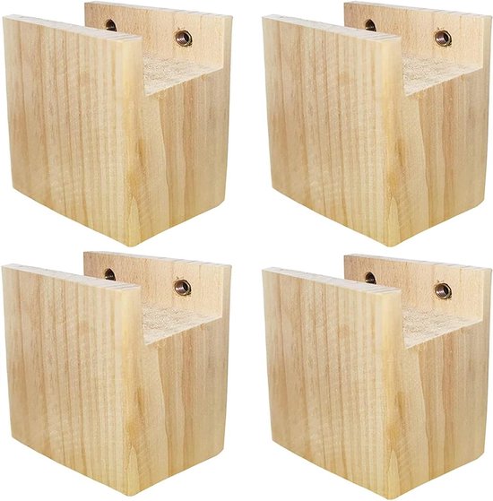 Foto: Meubelverhogers set van 4 stuks tafelverhogers olifantenvoet bed riser hoogwaardig massief hout 10 cm verhoging