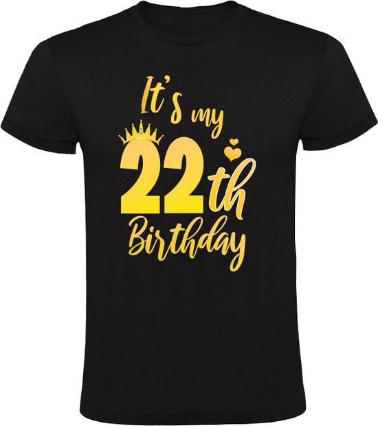 Happy Birthday Goud 22 jaar Heren T-shirt - verjaardag - cadeau - feest