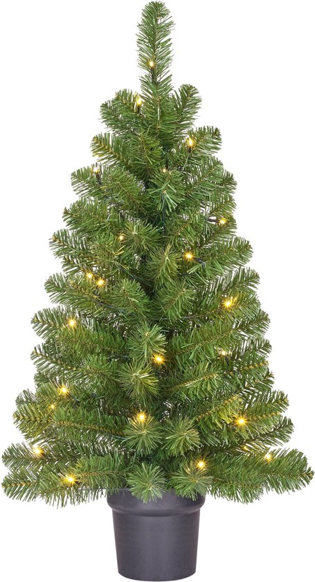 Foto: Black box trees norton kunstkerstboom in pot met led verlichting h90 x 50 cm groen