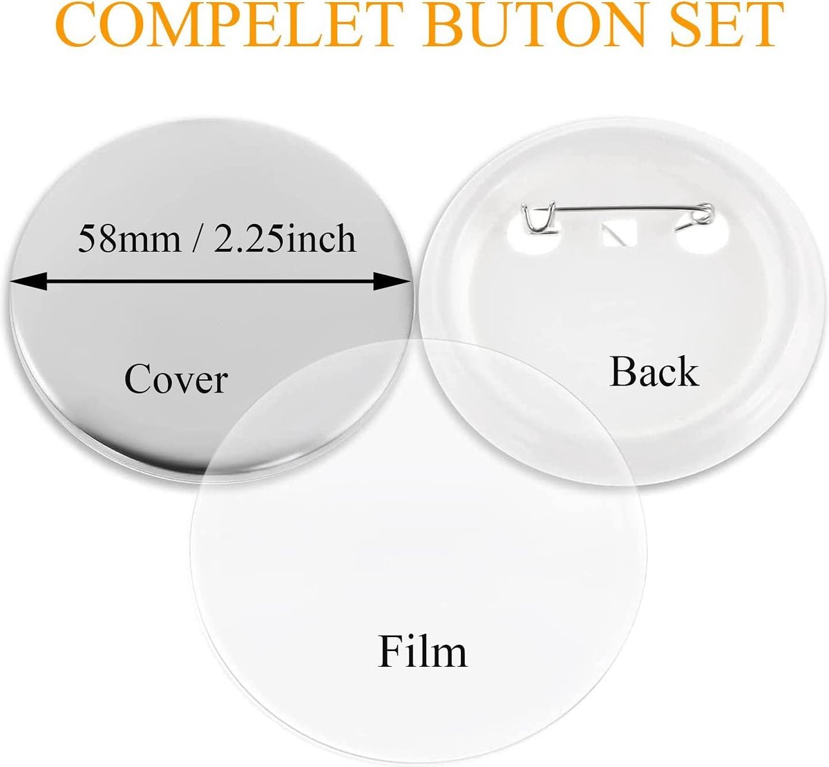 Badge knop naald-pin broche klemmen pen schijf base pad lunette leeg cabocho-tabletten rug bar voor corsage naamplaatjes en doe-het-zelf handwerk fabricage machine (98 stuks) (38 mm