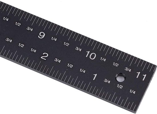 T-liniaal, 11 inch houtbewerking multifunctionele liniaal, inch en metrische displays glijcombinatie vierkant, metalen frame liniaal met 45 graden markeringsrand