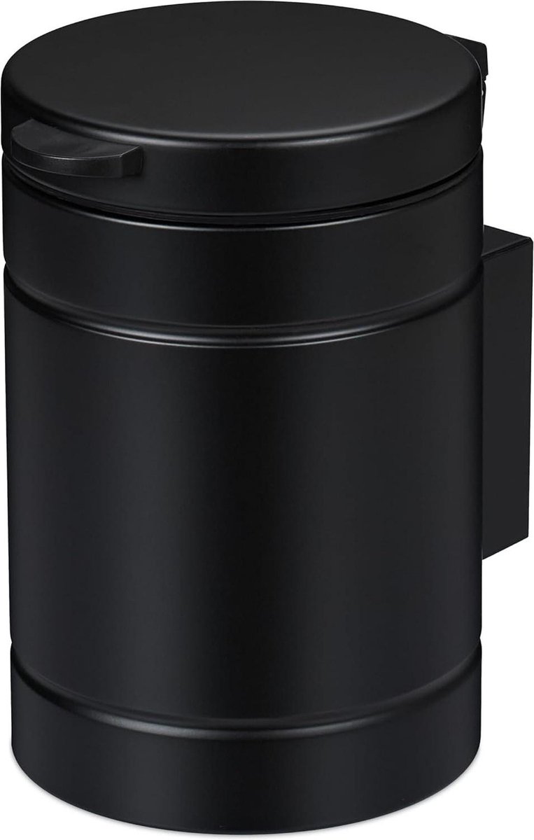 Goedkoopste Hangende badkamer prullenbak 3 liter softclose - metaal afvalbakje voor wc en toilet - zwart