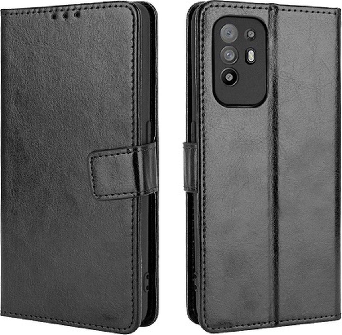 OPPO A94 4G Hoesje Met Pasjeshouder Bookcase Zwart