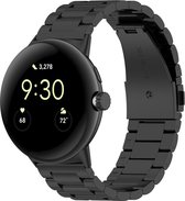 Strap-it Stalen schakel bandje - Geschikt voor de grotere Google Pixel Watch 3 - 45mm (zwart)