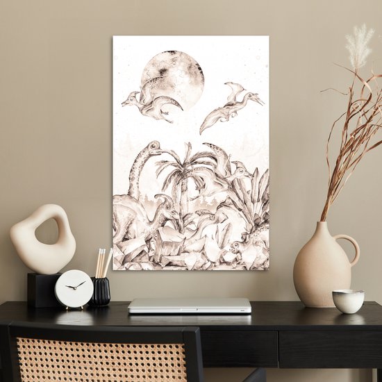 Poster kind - Dino - Kinderen - Jungle - Planten - Kinderkamer decoratie - Muurdecoratie kinderkamer - 60x90 cm - Kinder decoratie - Slaapkamer decoratie