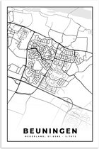 Carte Affiche - Beuningen - Zwart - Wit - 60x90 cm