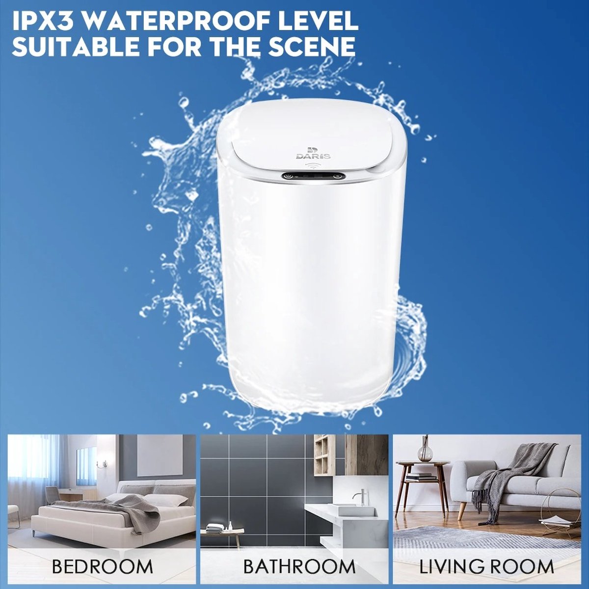 Goedkoopste Jeghi® Automatische Prullenbak met Sensor - Slimme Prullenbak - Prullenmand - Container - Waterdicht - 9L - Rond - Milieuvriendelijk - 20x20x29cm - Wit