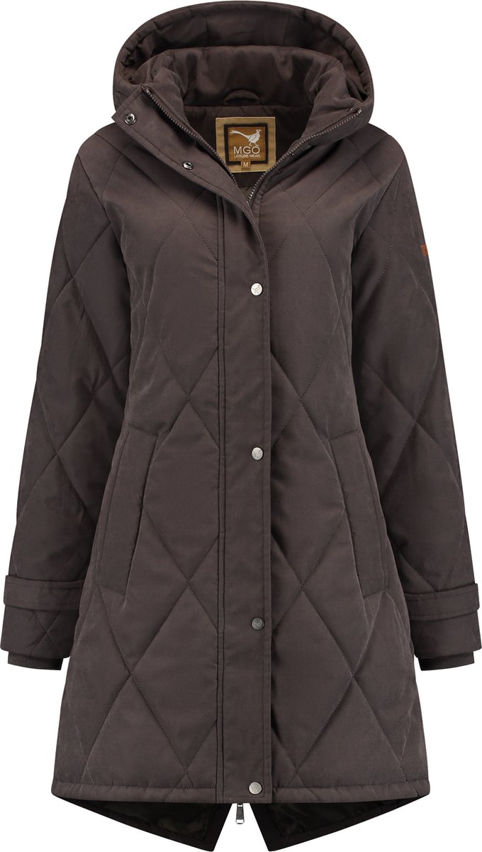 Winterjas voor dames, grasjas met hoed, gevoerd, warm, park
