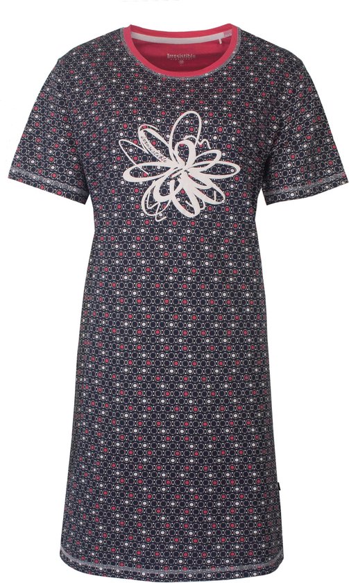 Chemise de nuit femme Irresistible - Robe de nuit - Manches courtes - Pois - Blauw - Taille S