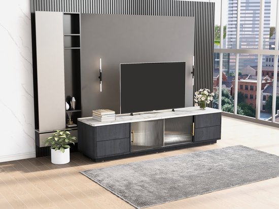 Uitschuifbare en draaibare tv-kast met 3 deuren - 140/179,5 x 40 x 27,5