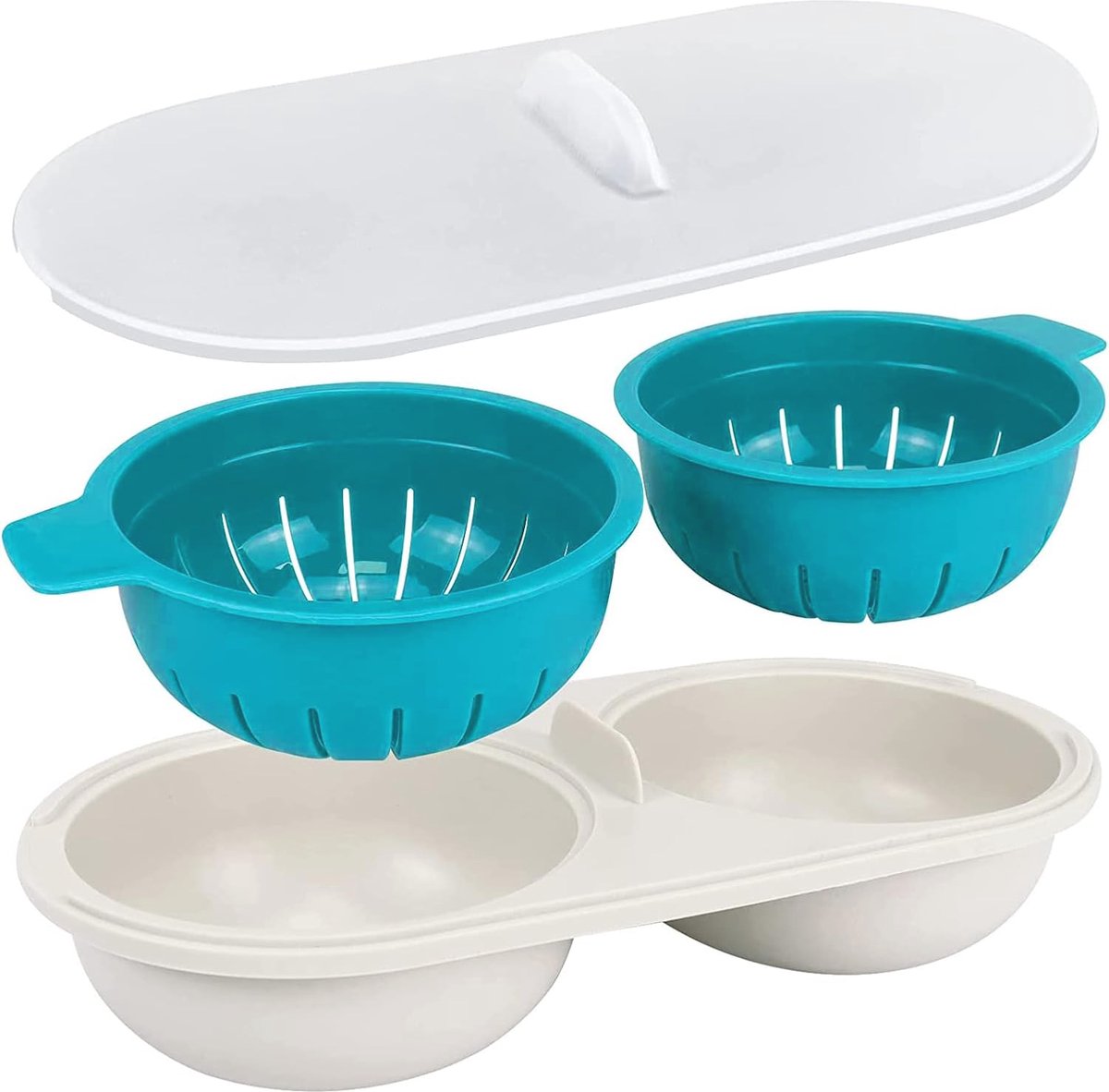 Pzuryhg Eierpannen Nonstick, Ei Koekenpan, Eierkoker Panen, Gepocheerde Ei Maker, 4 Cup Eierpannen, 2 in 1 Eieren Pan, Ontbijt Eieren Koker, Brunch Koken Pan, Multi-cup Eieren Friteuse, Gemakkelijk