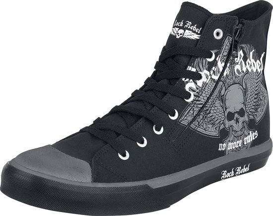 Baskets noires Rock Rebel by EMP à imprimé tête de mort, unisexes - EU46