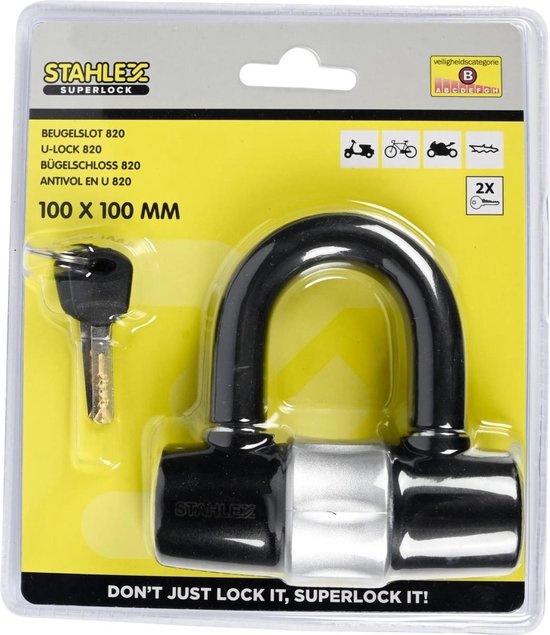 Stahlex Compact beugelslot - 100 x 100 mm - zwart - inclusief 2 sleutels van Stahlex — afbeelding 5