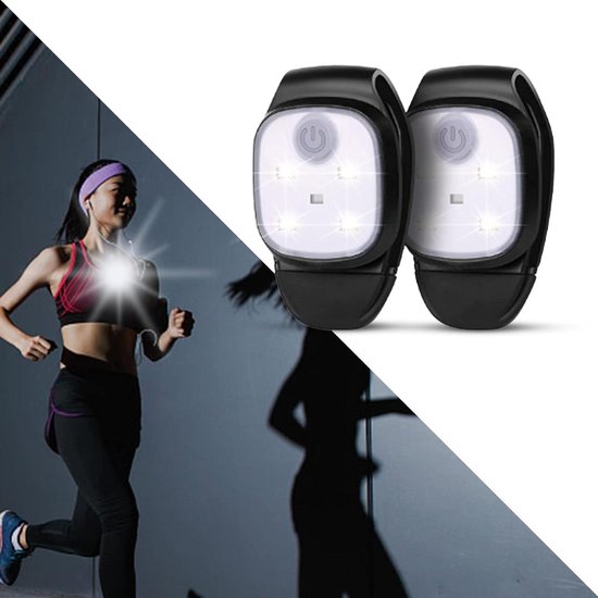 RANJIMA 2 stuks led-cliplampen, cliplamp, outdoor, USB-oplaadbaar, nachtclip, looplicht, led, kleine hoofdlamp, loopuitrusting, veiligheidslicht, loopaccessoires voor hardlopen, joggen, kamperen