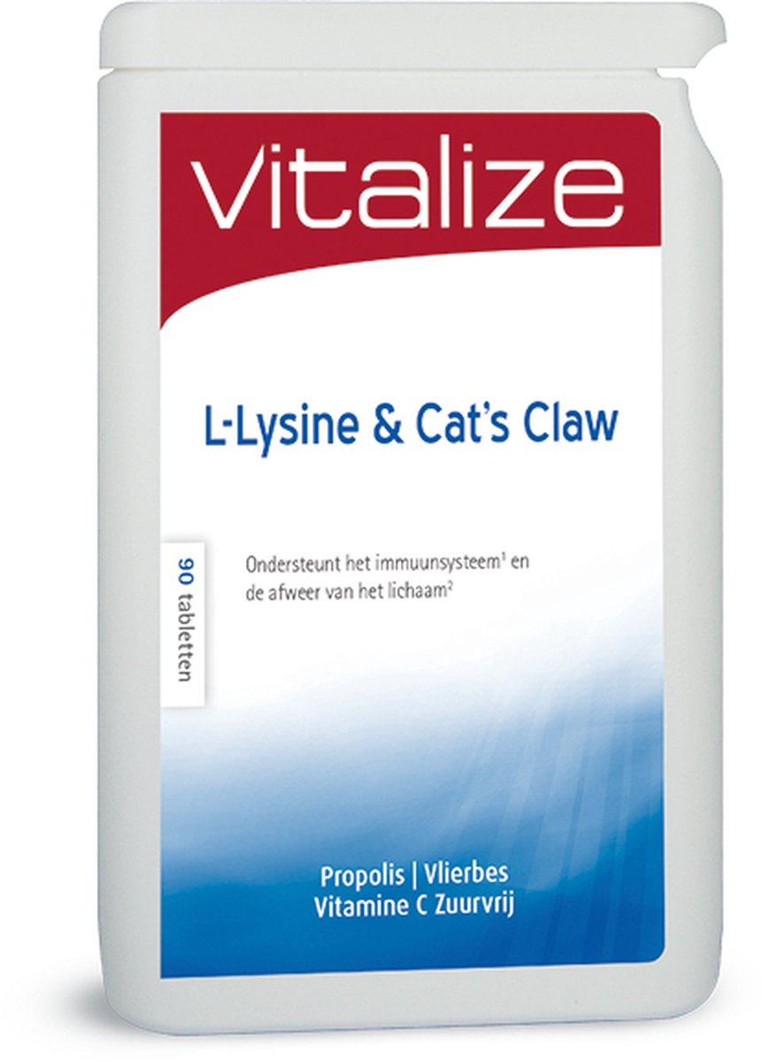 Goedkoopste Vitalize L-Lysine & Cat's Claw 90 tabletten | Ondersteunt het immuunsysteem - Helpt het natuurlijk afweersysteem van lichaamscellen³