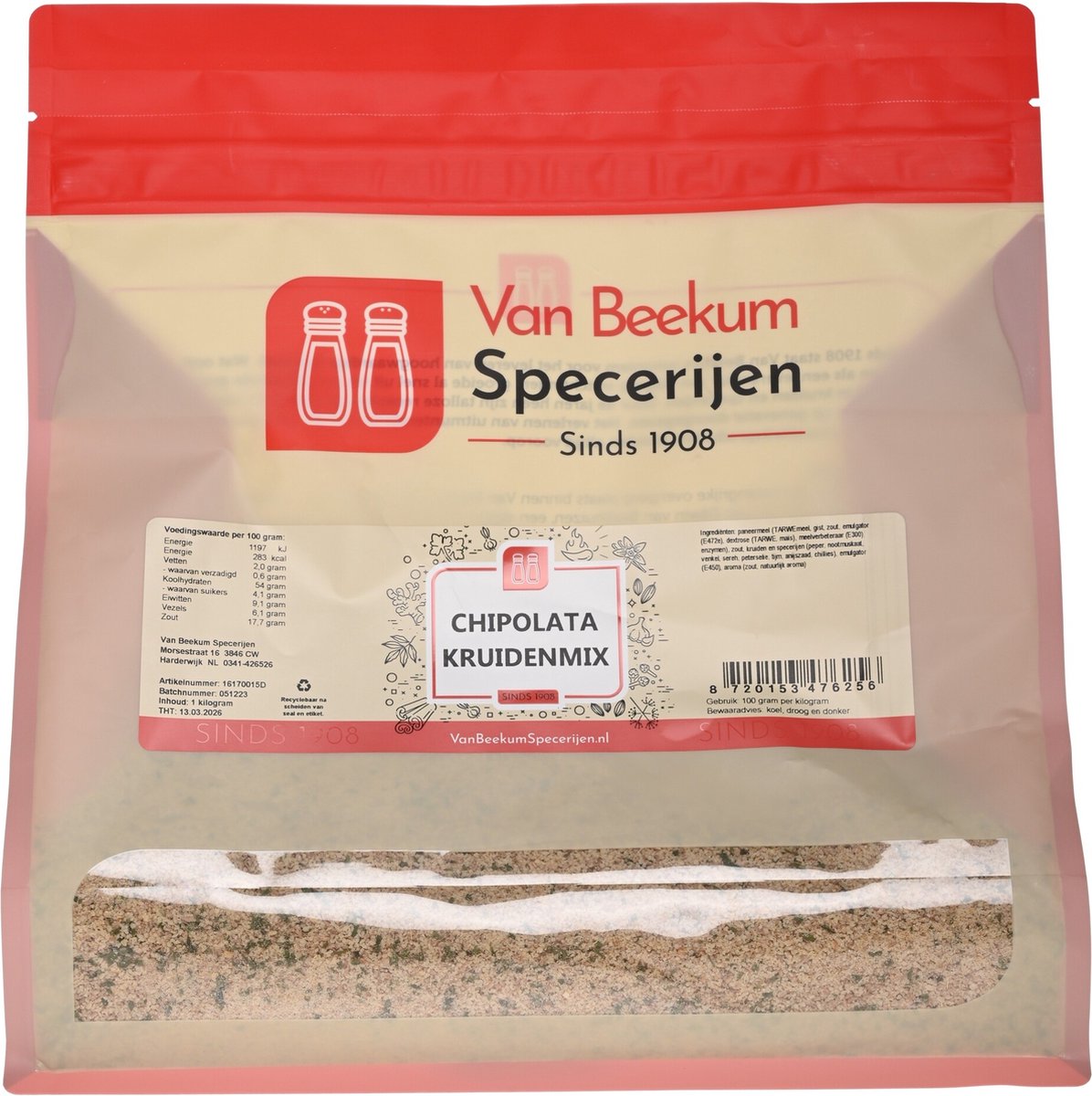 Goedkoopste Van Beekum Specerijen - Chipolata Kruidenmix - 1 kilo (hersluitbare stazak