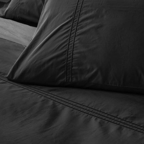 Katoen égyptien - Zwart Taille : 1 personne (140x200/220 cm + 2 taies d'oreiller) (Dreamers Den)