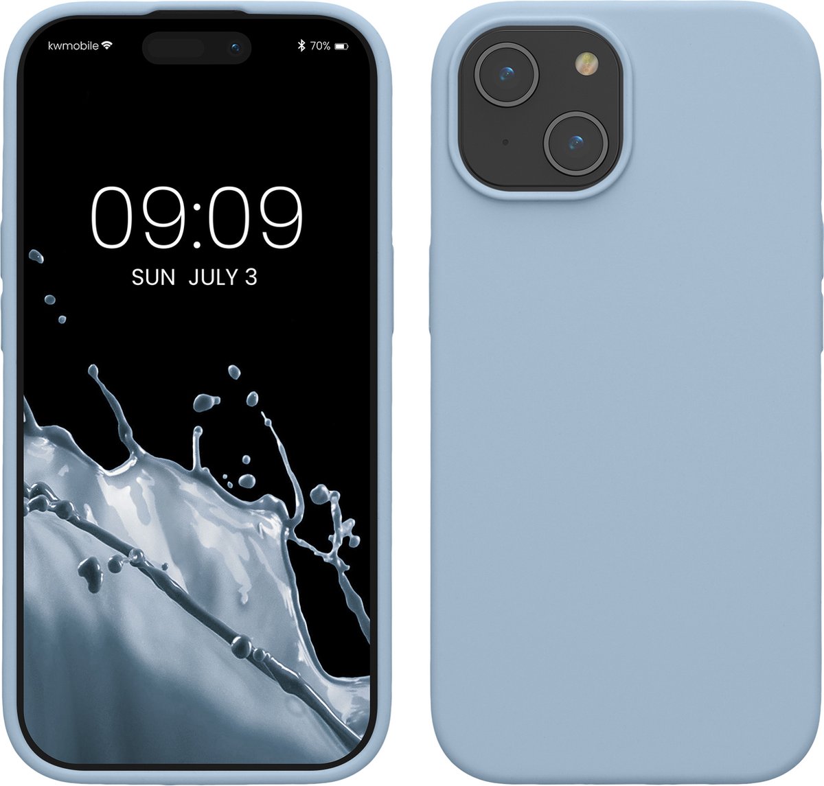kwmobile Case voor iPhone 15 - Slank TPU-Hoesje met Zachte Afwerking - In mat lichtblauw