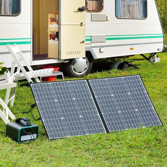 Thuys - Zonnepanelen Pakket Compleet - Opvouwbaar Zonnepaneel - Voed Meedere Apparaten Tegelijk - Met Stekken - Flexibel - Waterdicht - 100W –Zwart van Thuys — afbeelding 5