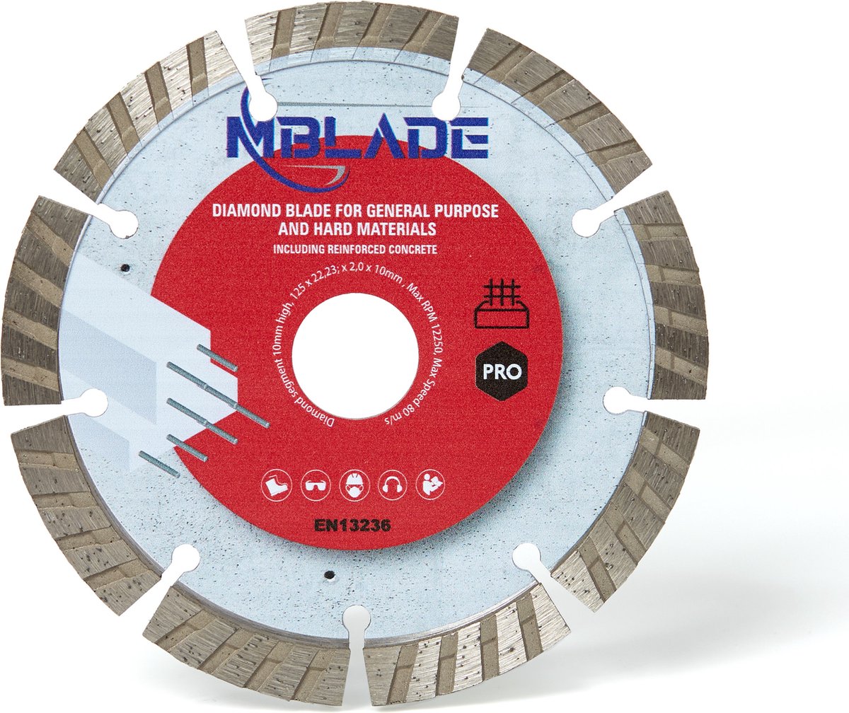 Diamantschijf Premium 125 x 22 mm – Slijpschijf voor Beton, Gewapend Beton, Baksteen & Tegelblokken