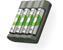 GP ReCyko batterijlader AA AAA + 4 stuks AA batterijen oplaadbaar, 2100mAh | batterij oplader en oplaadbare batterijen AA