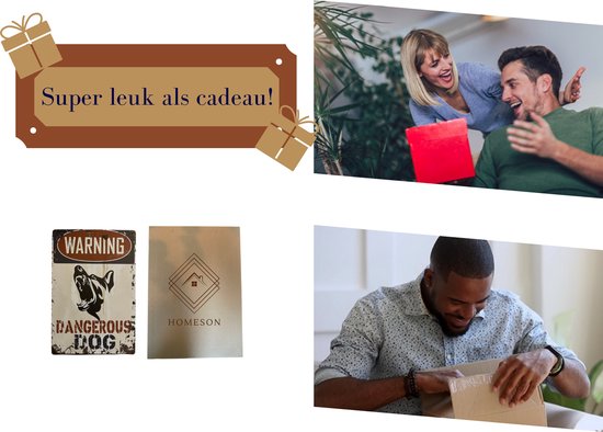 Homeson Wall Sign Chien dangereux - Chien dangereux - Méfiez-vous du chien - Méfiez-vous du chien - Ici je regarde - Panneau de montre