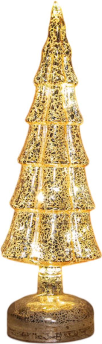 Kerstboompje glas led op batterij met timer 34x11 cm goud Anna's Co...