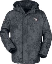 Manteau d'hiver noir Rock Rebel by EMP avec imprimés et patch Homme - S