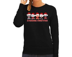 Bellatio Decorations Foute Kersttrui/sweater voor dames - miauwie kerstfeest - zwart - Kerst poesjes S