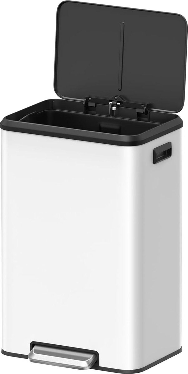 Goedkoopste Vuilnisemmer keuken 40 liter afvalemmer met deksel softclose - pedaalbak wit LTB541W4002 pedaalemmer 50 liter