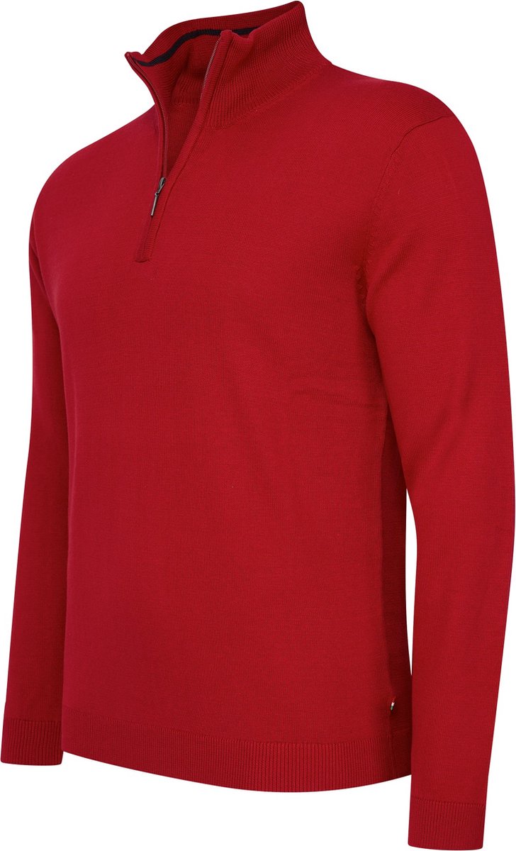 Cappuccino Italia - Heren Trui Bergamo Zip Pullover - Rood - Maat XXL