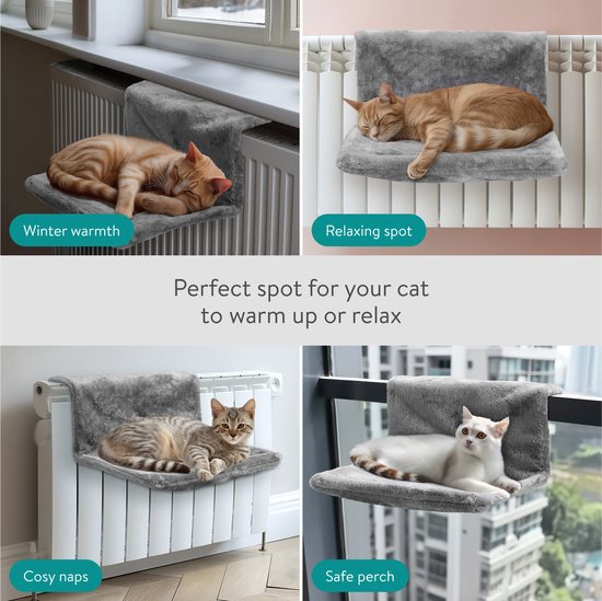Navaris hangmat radiator voor katten - Kattenmand voor aan de verwarming - Mand met