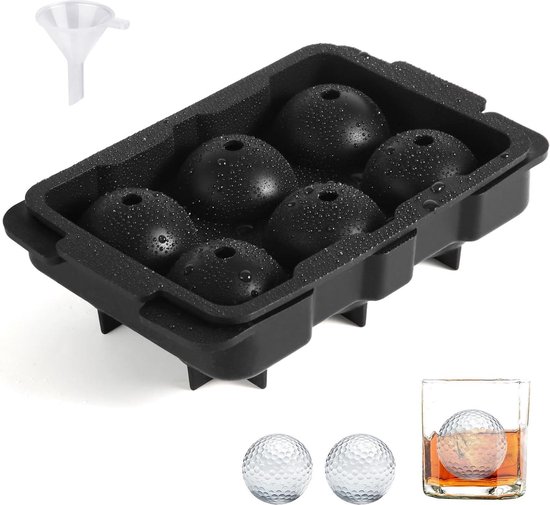 Foto: Ijsbalmaker silicone golfbalvorm bolvormige ijsblokjes 6 grote ijsballen golfcadeau cocktails koffie whisky ijsblokjesmaker