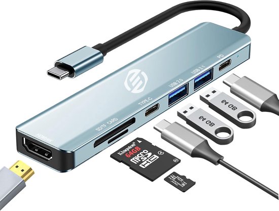 Adaptateur Equivera USB C vers HDMI - Hub - Type C vers HDMI - Convient à différentes marques - Premium