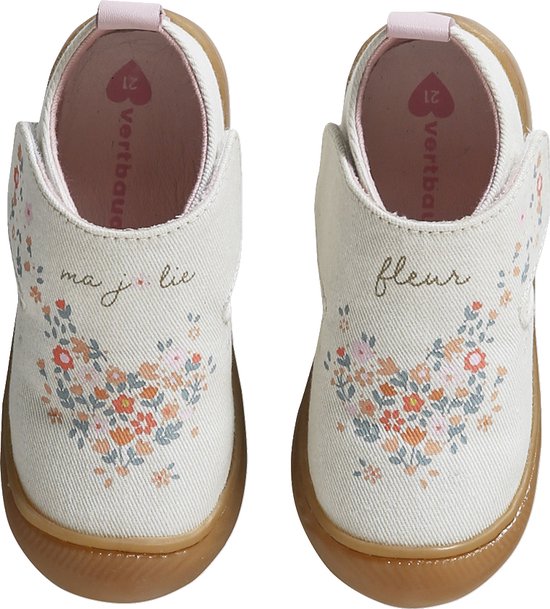 Vertbaudet Chaussons à scratchs toile imprimée bébé