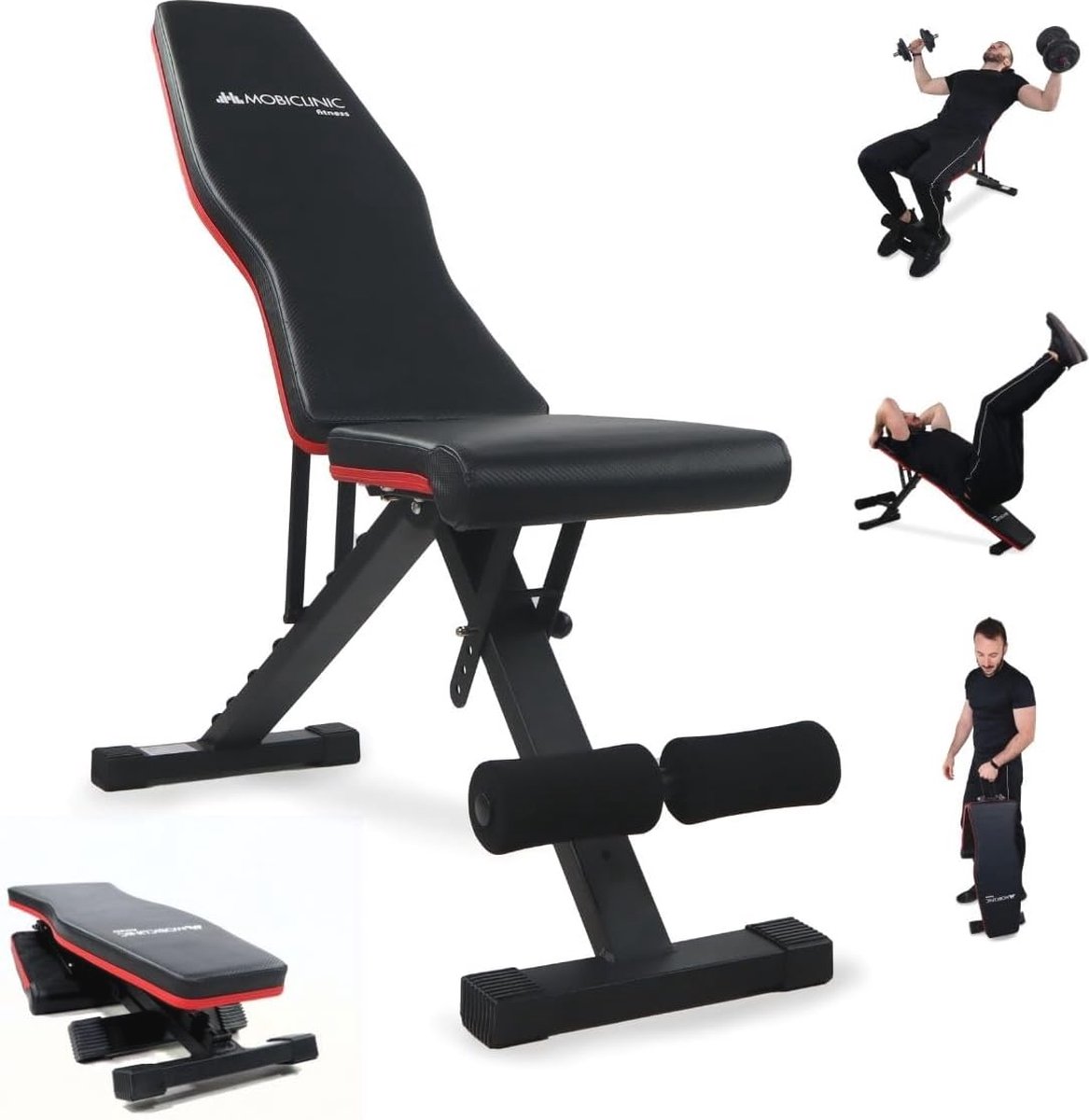 Opvouwbare Halterbank voor Thuisgym - Verstelbare Gewichtsbank tot 200kg - Multifunctionele Fitnessbank met Ergonomisch Ontwerp