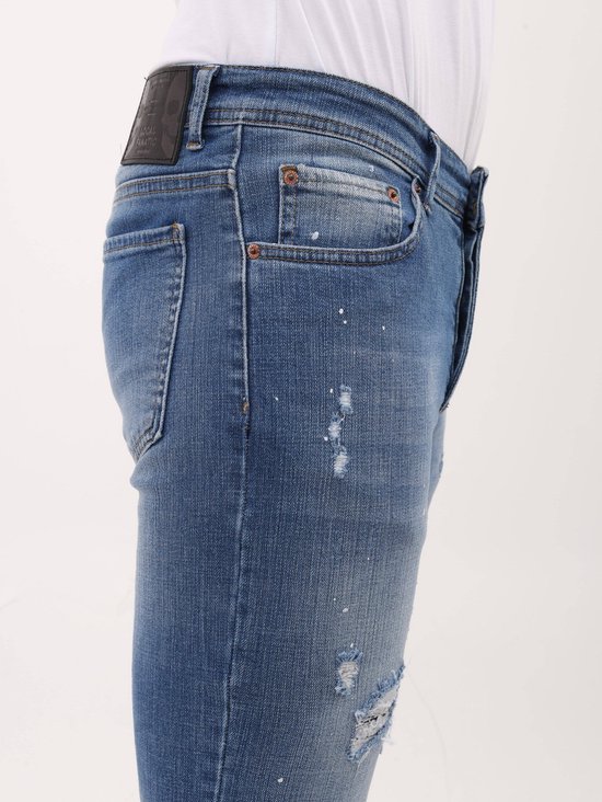 Jeans Homme - Jeans Homme Adultes - Jeans Homme Slim Fit - Jeans Déchirés et Stretch avec éclaboussures de Peinture - MM- S-106 - Blauw