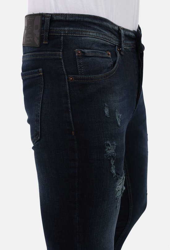 Jeans pour hommes coupe slim stretch avec déchirures - MM- S-107 - Blauw