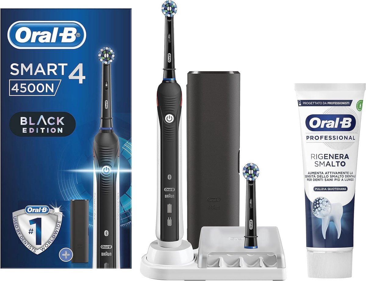 Oplaadbare elektrische tandenborstel Smart 4 met CrossAction-koppen en reisetui