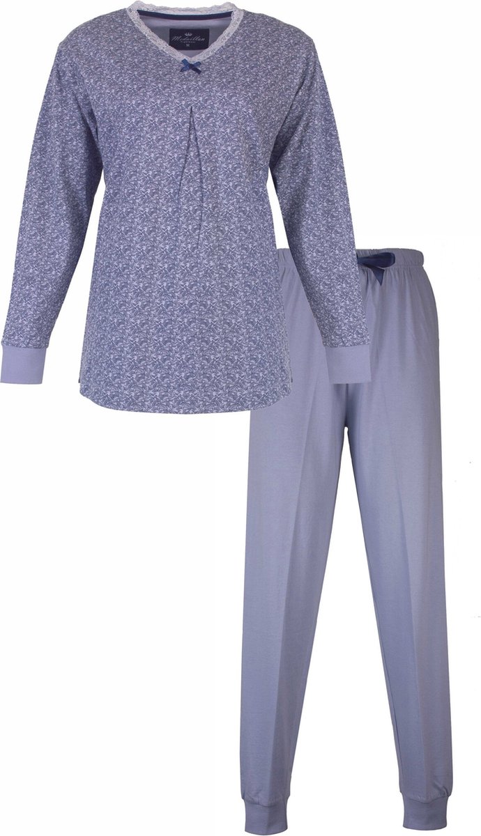 Medaillon Dames Pyjama - Lange Mouwen - Lavendel Blauw